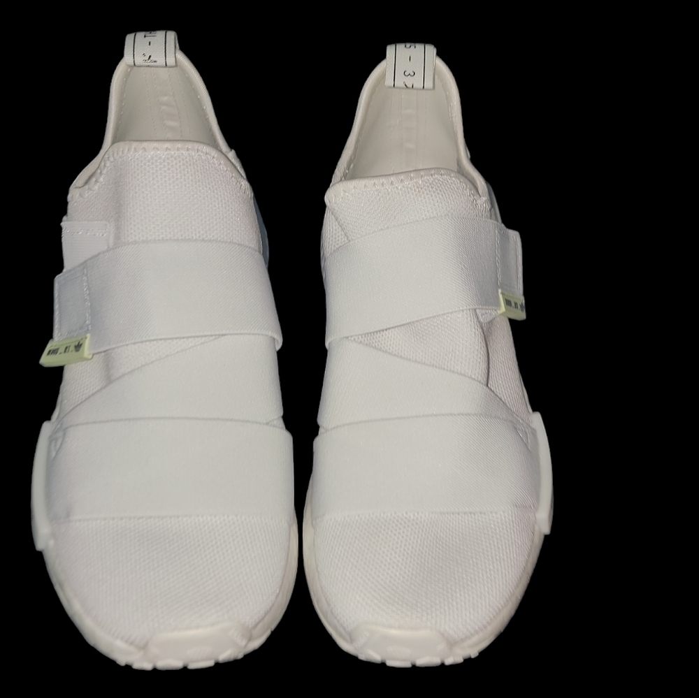 Women's size 9 Adidas NMD_R1. These are white with lime accents. New Without Tag - Picture 1 of 7